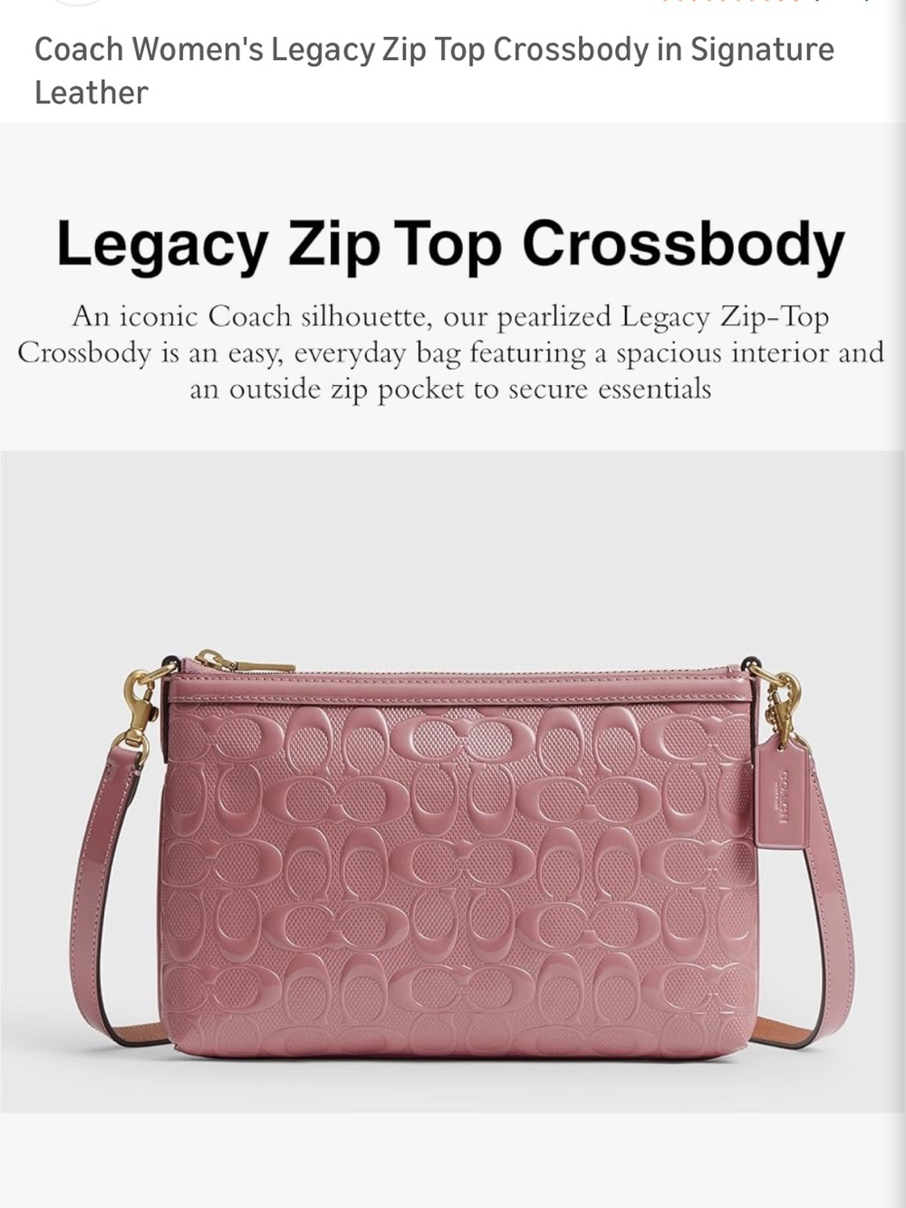 Worn 1x Coach Pink Signature Embossed Leather Crossbody - Picture 4 of 11